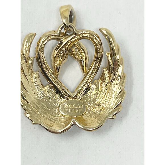 Nolan Miller Glamour Collection Double Swan Enamel & Swarovski Charm - Picture 3 of 4